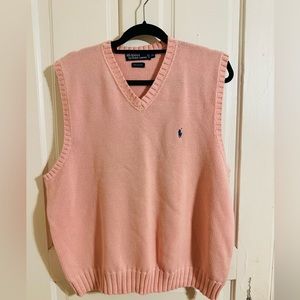 Polo men's pink sweater vest 100% cotton